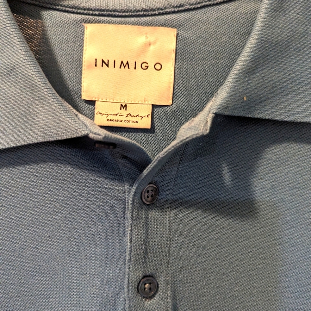 INIMIGO blue collared heart shirt, NEW! Medium